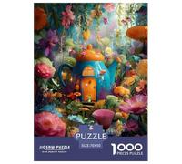 Teapot Shaped Cottage Jigsaw Puzzles Puzzle for Adults Kids. 1000 Pieces Interesting Impossible Challenge Toy Educational Game Home Decoration for Educational Games Gifts 70x50cm/1000pcs