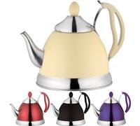 TEAPOT STAINLESS STEEL 1.5LTR 3 PINT VINTAGE CAMPING KITCHEN TEA POTS (BLACK)