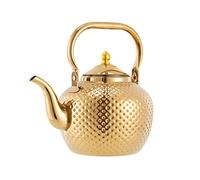 Teapot, Stainless Steel Tea Kettle, 2L Tea Pot with Tea Filter, Anti-Scald Handle & Streamlined Spout, for Families, Restaurants, Camping, 11.8 * 17.5cm (Gold)