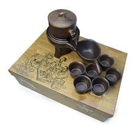 Teapot Teacup Chinese Gongfu Tea Set Yixing Pot Cup Semi-automatic millstone Boxes Gift (Bronze)