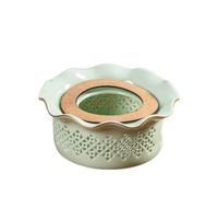 Teapot Warmer Ceramic, Light Furnace with Candle Tray,Hollow Out Warmers Tea Stove Tea Coffee Water Warmer Holder Base, Teaware For Tea Pots(Green)
