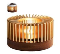 Teapot Warmer, Coffee Warmer Made of Anodised Aluminium and Wood, Tea Light Candle Holder, Teapot Heater Base with Tea Light Holder, for Heating Coffee Milk, Oil Burner, Tea Light, Candles Not