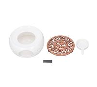 Teapot Warmer,Concave Bottom Hollowed Pad Ceramic Tea Light Warmer for Cafe