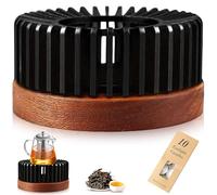 Teapot Warmer for Teapot, Teapot Warmer Made of Aluminium and Wood, Teapot Warmer with Tea Light, Tea Warmer, Hollow Carved Design, Coffee Warmer, Suitable for Heating Tea, Milk, Coffee