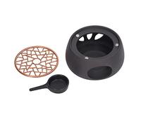 Teapot Warmer with Ceramic Candle Heater | Keep Tea/Coffee/Milk Hot for Hours | Elegant Warmer Base for Home Use, Includes Iron Pad & Holder, Black (A Pad)