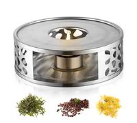 Teapot Warmer with Hollow Frame Design Candle Holder Stainless Steel Coffee Warmer Base for Glass Teapot and Other Heatproof Dish Warming Use
