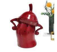 Teapot with Attitude, Canister with Attitude, Cute Food Storage Jar with Airtight Lid, Cute Food Storage Jar with Airtight Lid for Kitchen Coffee Tea Sugar Spices and Halloween Decoration, Red