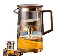 Teapot with Filter,500Ml/750ml Glass Tea Pot Tea Kettle with Strainer - Ergonomic Clear Tea Maker with Wooden Handle Dishwasher Magic Teapot for Loose Tea