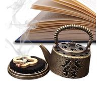 Teapot with Incense Burner - Meditation Incense Holder Zinc Alloy Zen Decoration | Aromatherapy Tool for Yoga Spa, Boasts Relaxation Home Office Room Tea House Desks Bookshelves At