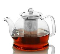 Teapot with Infuser for Loose Tea - 33oz, 4 Cup Tea Infuser, Clear Glass Tea Kettle Pot with Strainer & Warmer - Loose Leaf, Iced Tea Maker & Brewer