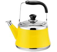 Teapot with Infuser, Whistling Kettle with Ergonomic Folding Handle, Stainless Steel Tea Kettle for Stovetop, Induction Hob, Gas Stove(Yellow,1L)