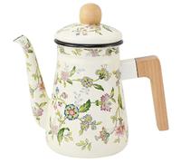 Teapot with Wooden Handle Enamel for Home Brewing 1.2l