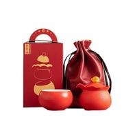 Teapots 1 Pot 3 Cups Tea Maker Outdoor Portable Travel Leather Handbag Teaset Creative Bag Red Porcelain Set Kit Retro Porcelain Tea Set Portable Tea Set(Type-C)