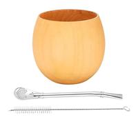 Teapots 200ML Handmade Natural Wood Coffee Water Mate Cup with Spoon Straw Bombilla Brush Wooden Yerba Gourd Tea Set Porcelain Tea Set Portable Tea Set