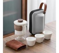Teapots 4pcs Kuai Ke Cup Travel Tea Set Carrying Bag Kung Fu Glass 1 Pot 3 Ceramic Outdoor Teapot Small Porcelain Tea Set Portable Tea Set(Black)