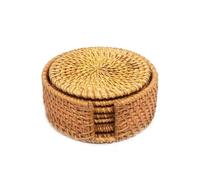 Teapots 6Pcs Rattan Weave Cup Mat Pad Diameter 8Cm Drink Coasters Set for Kungfu Tea Accessories Round Tableware Placemat Dish Porcelain Tea Set Portable Tea Set