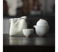 Teapots Antique Lotus Leaf Ceramic Tea Set Complete Travel Maker 1 Bowl 2 Cups Kung Fu with Portable Bag Porcelain Tea Set Portable Tea Set