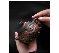 Teapots Chinese Pu 'er Tea Set Hand-Carved Retro Purple Pottery Teapot Dragon Pattern Xishi Pot Ball Hole Filter Beauty Infuser Porcelain Tea Set Portable Tea Set(B)