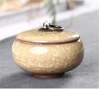 Teapots Chinese Retro Ice Crack Tea Caddies Ceramic Tin Teaware Set Accessories Small Powder Storage Tank Antique Colorful Jar Porcelain Tea Set Portable Tea Set(H)