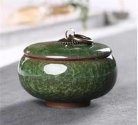 Teapots Chinese Retro Ice Crack Tea Caddies Ceramic Tin Teaware Set Accessories Small Powder Storage Tank Antique Colorful Jar Porcelain Tea Set Portable Tea Set(B)