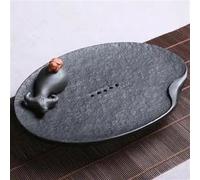 Teapots Compartment Plate Tea Tray Kettle Kitchen Gadget Stone Black Coffeeware Teaware Office Accessories Porcelain Tea Set Portable Tea Set(30x20x3cm)