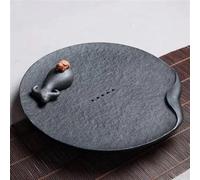 Teapots Compartment Plate Tea Tray Kettle Kitchen Gadget Stone Black Coffeeware Teaware Office Accessories Porcelain Tea Set Portable Tea Set(30x30x3cm)