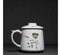 Teapots Creative Hand Painted Lotus Teacup Ceramic Coffee Mug with Tea Filter & Cover Chinese Kung Fu Set Home Office Drinkware Porcelain Tea Set Portable Tea Set