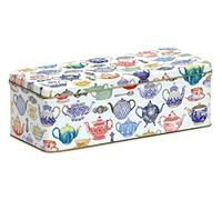 TEAPOTS DESIGN Cream Cracker/Biscuit Tin - Long, Deep Rectangular Kitchen Tin