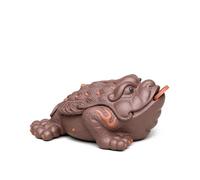Teapots Handmade Tea Set Decoration Accessories Purple Clay Pet Lucky Golden Toad Statue Figurine Ornaments Porcelain Tea Set Portable Tea Set(D)