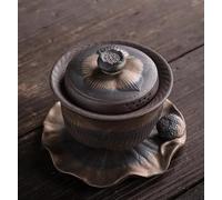 Teapots Handmade Vintage Ceramica Tea Bowl Coarse Pottery Set Kung Fu Large Earthenware Sancai GAI Wan Cha Cup Porcelain Tea Set Portable Tea Set