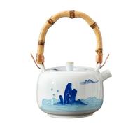 Teapots Kung Fu Tea Set with Filter Coarse Ceramic Purple Clay Pot Puer Hand-Painted Style Lifting Porcelain Tea Set Portable Tea Set(Type-W)