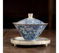 Teapots Kung Fu Teaware Sancai Cover Bowl Tea Maker Retro Ru Kiln Tureen Ceramic Porcelain Tea Set Portable Tea Set(B 130ml)