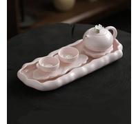Teapots Pink Flowers Tea Cup Ceramic Pot and Set Plate Chinese Kung Fu Teapot Teacup One and Two Cups Porcelain Tea Set Portable Tea Set(C)