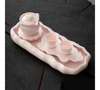 Teapots Pink Flowers Tea Cup Ceramic Pot and Set Plate Chinese Kung Fu Teapot Teacup One and Two Cups Porcelain Tea Set Portable Tea Set(H)