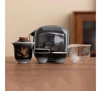 Teapots Portable Ceramic Tea Pot and Cup Set Boutique Chinese Crane Handmade Travel Teaware Custom Drinkware 1 3 Cups Porcelain Tea Set Portable Tea Set(F)