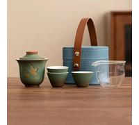 Teapots Portable Ceramic Tea Pot and Cup Set Boutique Chinese Crane Handmade Travel Teaware Custom Drinkware 1 3 Cups Porcelain Tea Set Portable Tea Set(B)