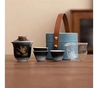 Teapots Portable Ceramic Tea Pot and Cup Set Boutique Chinese Crane Handmade Travel Teaware Custom Drinkware 1 3 Cups Porcelain Tea Set Portable Tea Set(C)