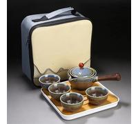 Teapots Portable Flower Exquisite Chinese Gongfu Kung Fu Tea Set Ceramic Teapot W/Wooden Handle Side-Handle Pot Cup Teaware Dropshipping Porcelain Tea Set Portable Tea Set