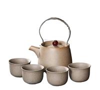 Teapots Rough Pottery Kung Fu Tea Set Green Teapot and Cup Ceramic and Teacups Sets Complete Porcelain Tea Set Portable Tea Set(B)
