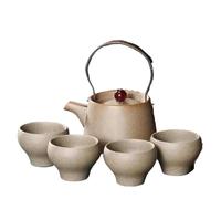 Teapots Rough Pottery Kung Fu Tea Set Green Teapot and Cup Ceramic and Teacups Sets Complete Porcelain Tea Set Portable Tea Set(A)
