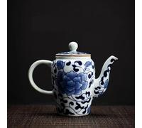 Teapots Small Capacity Single Hand Ewer Tea Kettle Japanese Porcelain Kung Fu Set Teapot Blue and White Interlock Branch Lotus Pot Porcelain Tea Set Portable Tea Set