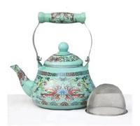 Teapots Teapot Induction Cooker Thicken 1.5L-5L Enamel Cold Kettle Boiling Hot Milk Porcelain Tea Set Portable Tea Set(Type-A)