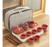 Teapots Travel Ceramic Kung Fu Tea Set Tray Full Portable Storage Bag Teapot Teacup Porcelain Tea Set Portable Tea Set(A)