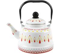 Teapots, Vintage Enamel Tea Kettle - with Ergonomic Folding Handle for Gas(White,1.1L)
