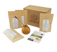 Teapro "Yerba Mates" Starter Set with Sustainable Yerba Mate Calabash Gourd, Bamboo Bombilla Straw and 4 Types x 30g Pack Yerba Mate Slim Tea | Original Gift Set | Beginner’s Kit