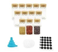 Teaque 12PCS Seasoning Jars Bottles Set,120ml Square Glass Spice Jars with Natural Airtigh Bamboo Lids,12 Spice Labels and 1Collapsible funnel,Glass Container for Kitchen Storage Spice,Nuts,Herbs