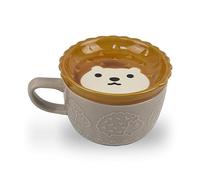 Teaque 325ml Cute Ceramic Coffee Mug with lid 3D Animals Cups for Home Milk Breakfast Cup Water Cup Christmas Bithday Gifts for Child Girl Teacher Friend (Yellow Brown)