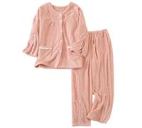 Tear Away Bedridden Patient Clothing, Zipper Incontinence Trousers, Soft Long-Sleeved Patient Nightgowns Suitable for Persons with Disabilities(Pink,M)