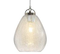 Tear Drop Crackled Clear Glass Pendant Light Shade Retro Chrome Ceiling Lamp Holder with A60 4w LED Warm H3030