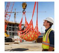 Tear Resistant Square Flat Nylon Cargo Lifting Net, Heavy Duty Sling Straps for Loading and Unloading, 2 Ton Capacity